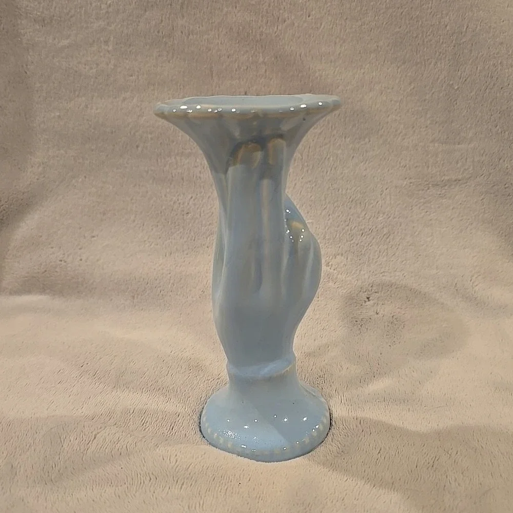 Vintage Art Deco USA Shawnee Pottery Tulip Hand Vase‎ Baby Blue 10